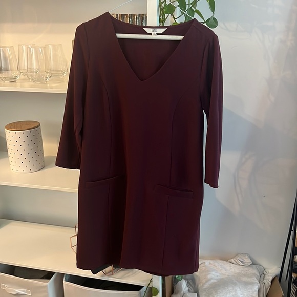 Burgundy v neck long sleeve shift dress - Picture 1 of 1
